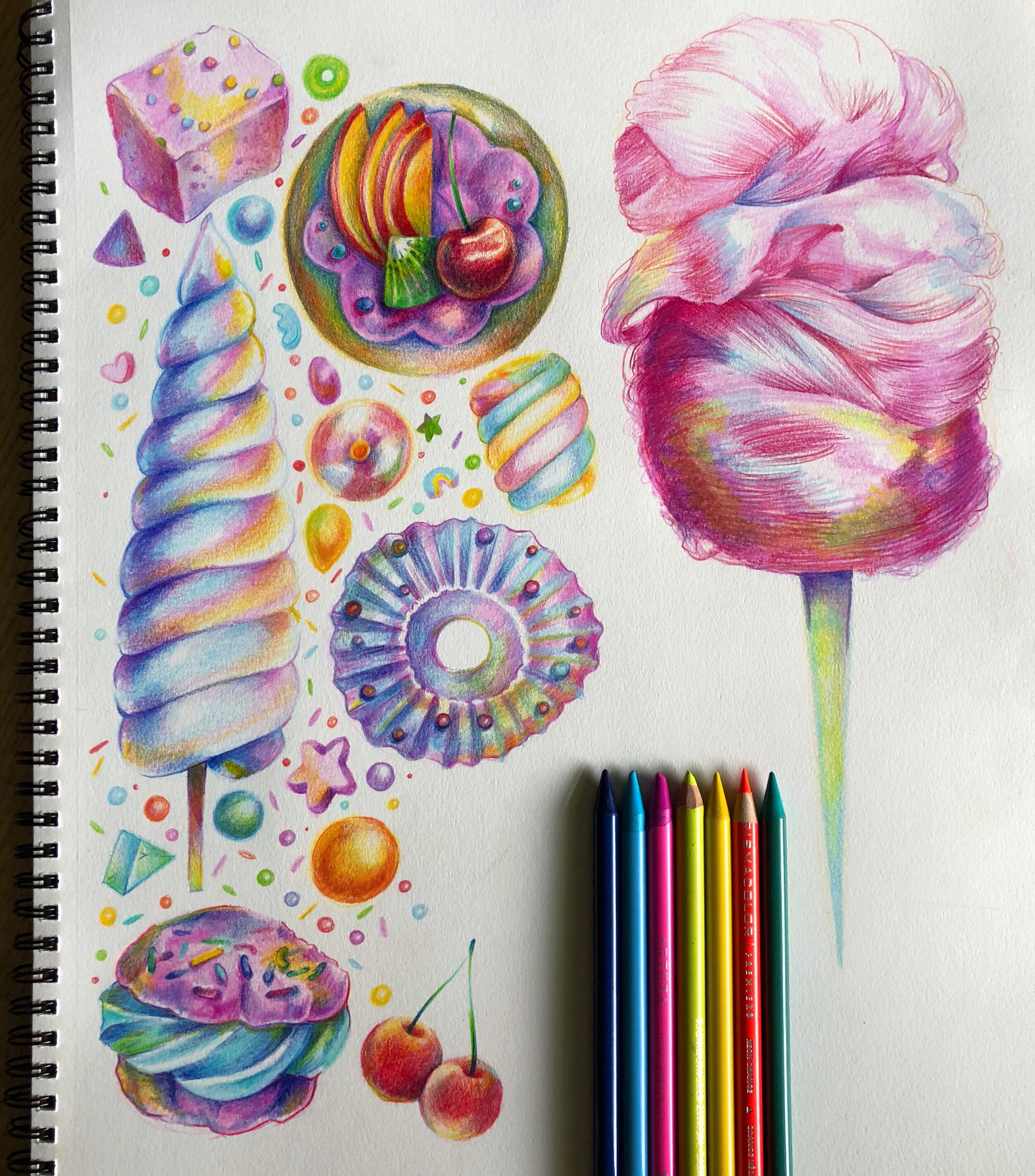  Colored pencil. 