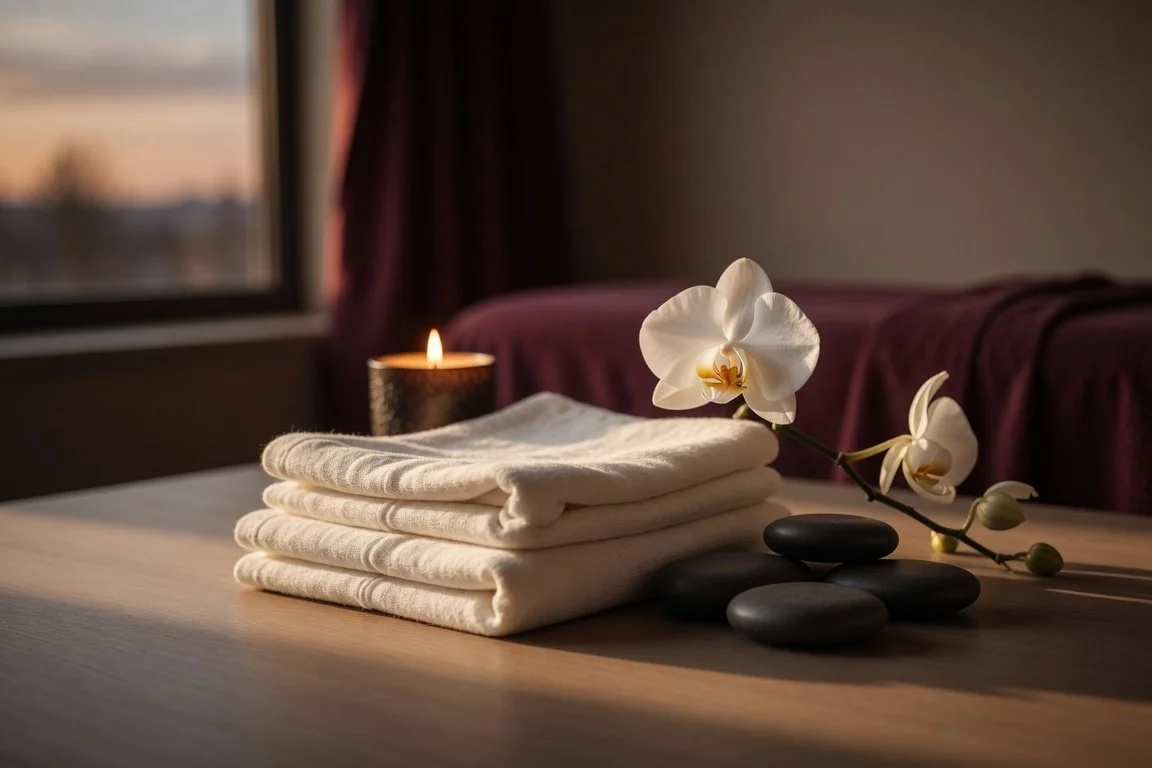 Quiet massage treatment room at dusk, Serenity Zen West Covina and Diamond Bar