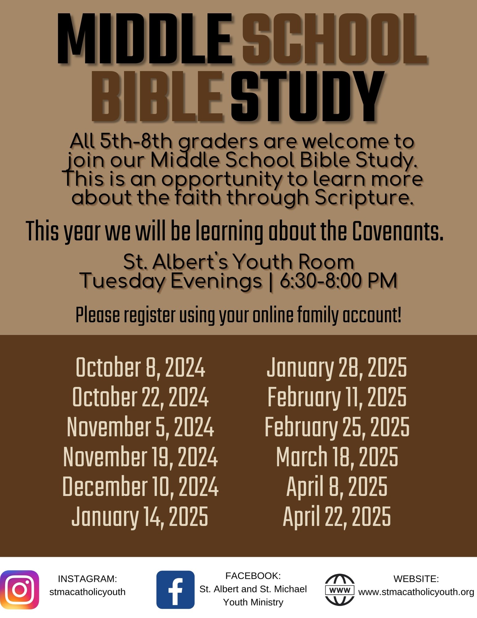 Middle School Bible Study (5th8th) — STMA Catholic Youth Ministry