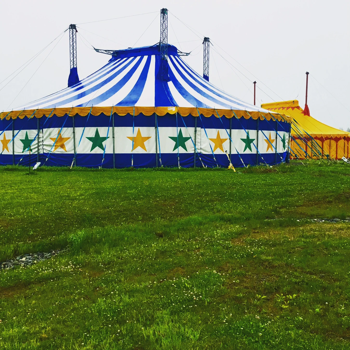 The tents at Camp. The big one is Mama Mia, and the little yellow one is Natalie.