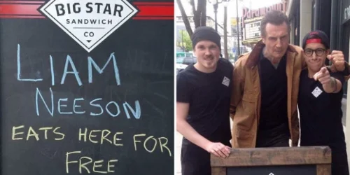 Liam Neeson Shows Up For Free Sandwich