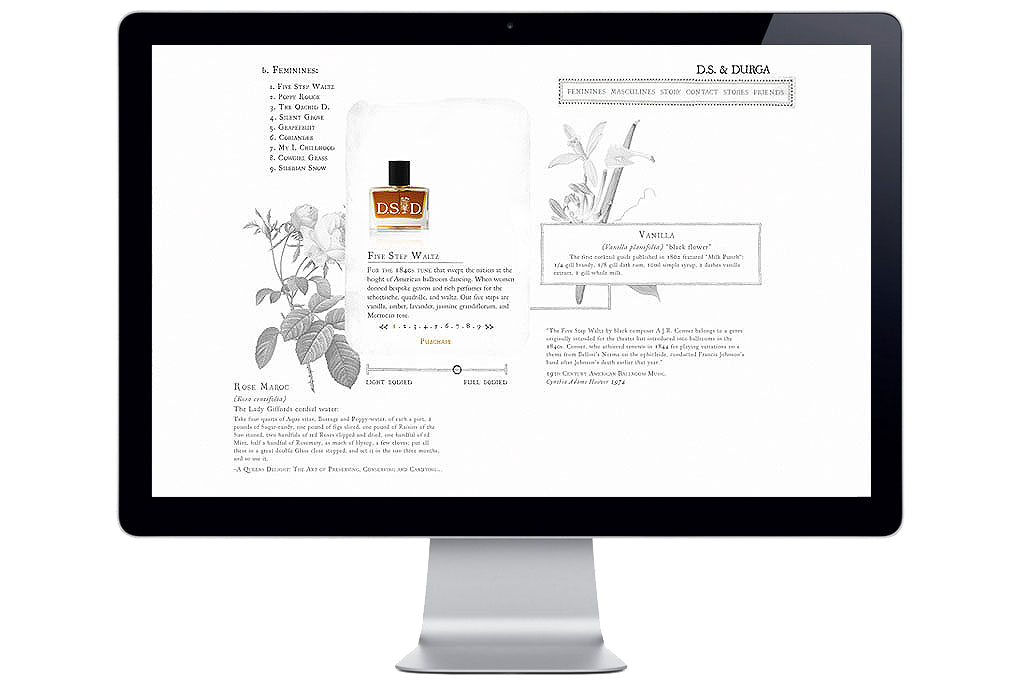 The D.S. & Durga Perfumers website, in development.