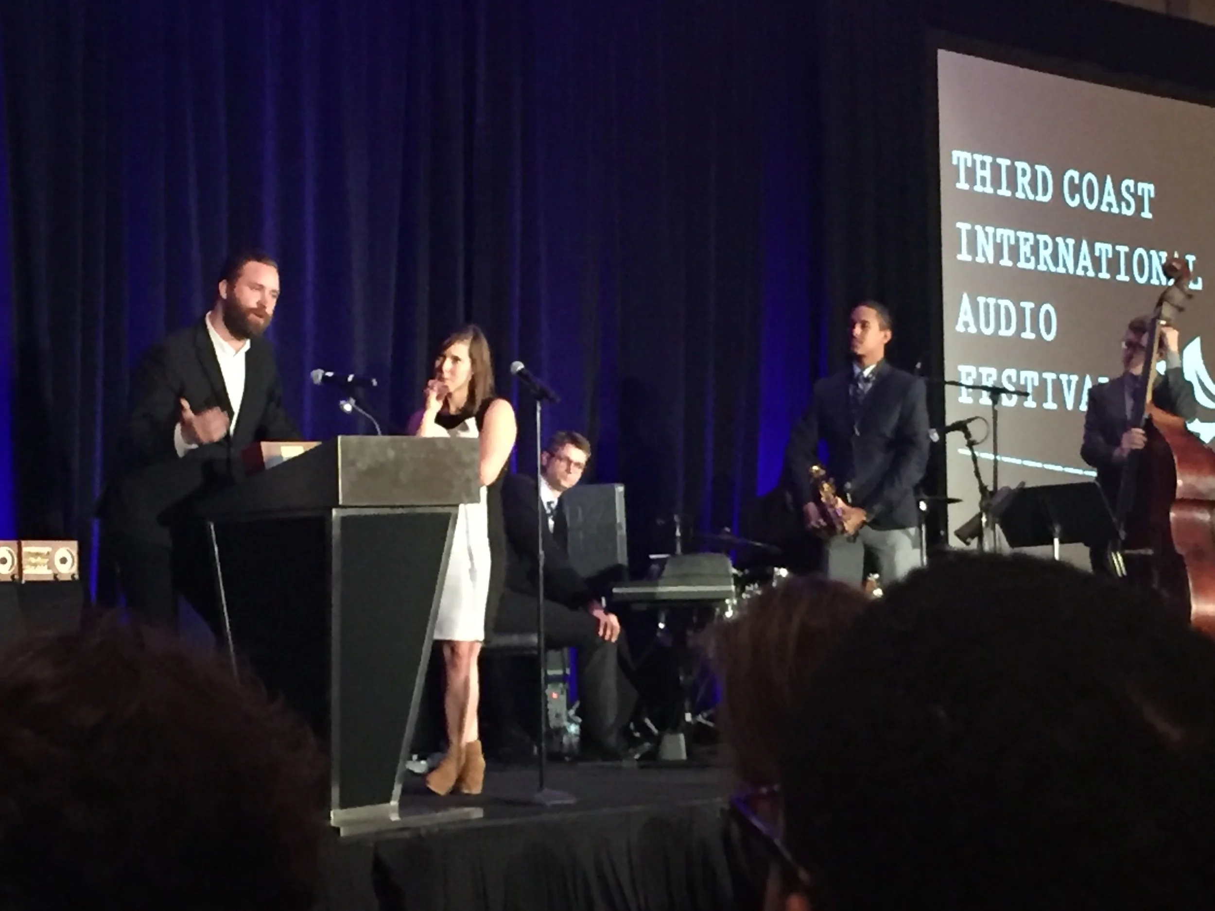  Third Coast Award Ceremony with emcee Anna Sale. Thomas giving his acceptance speech on receiving the award. 
