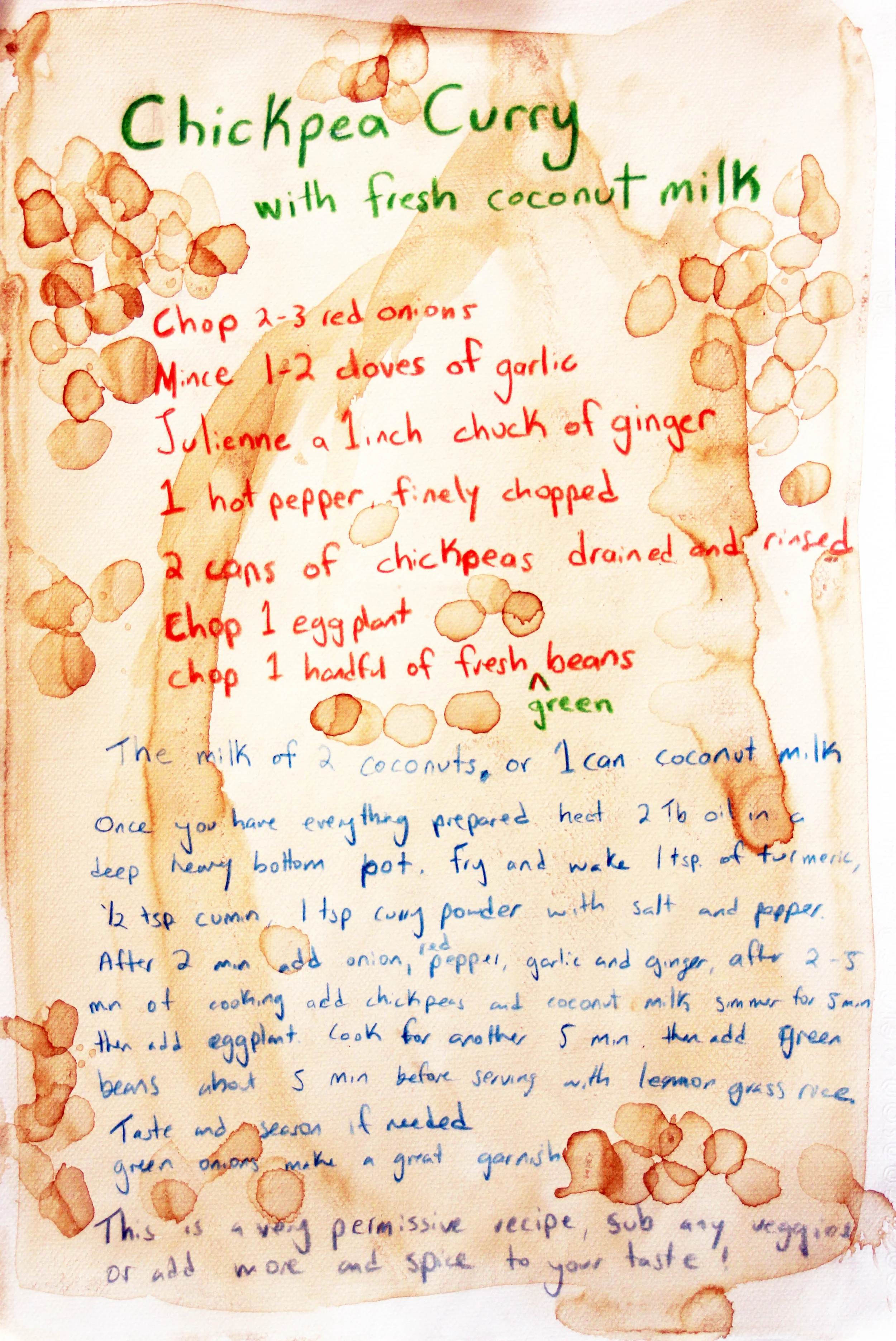 Larissa Tiggelers' Chickpea Curry with fresh coconut milk