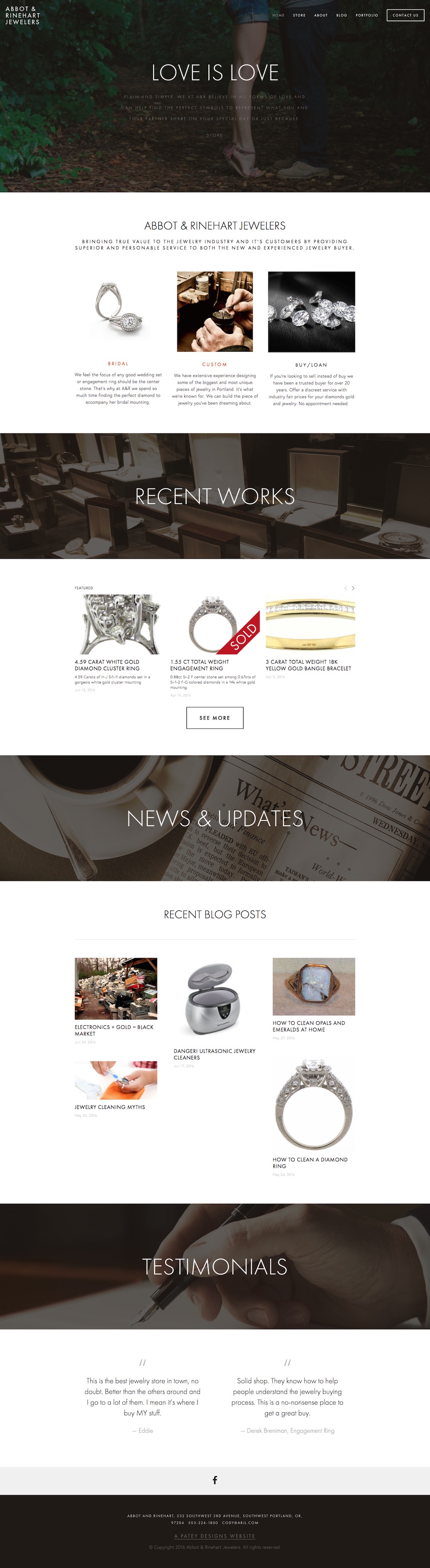 ARJL jewelry e-commerce website built by Patey Designs Portland Oregon