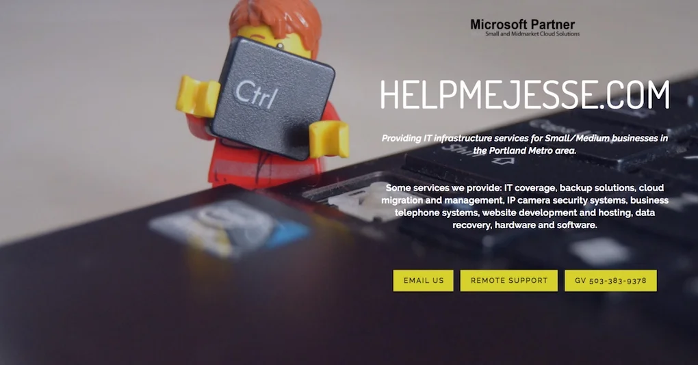 Help Me Jesse simple single page website allowing for quick information delivery and contact.