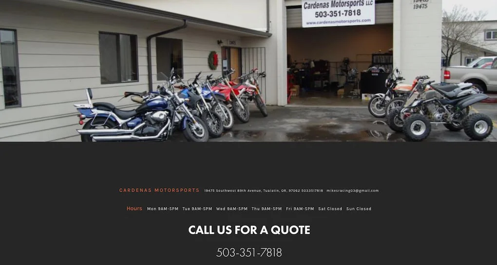 Cardenas Motorsports website redesign featuring mobile responsive design.