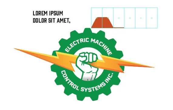 The entire logo starts to come together with the addition of the cog and text.