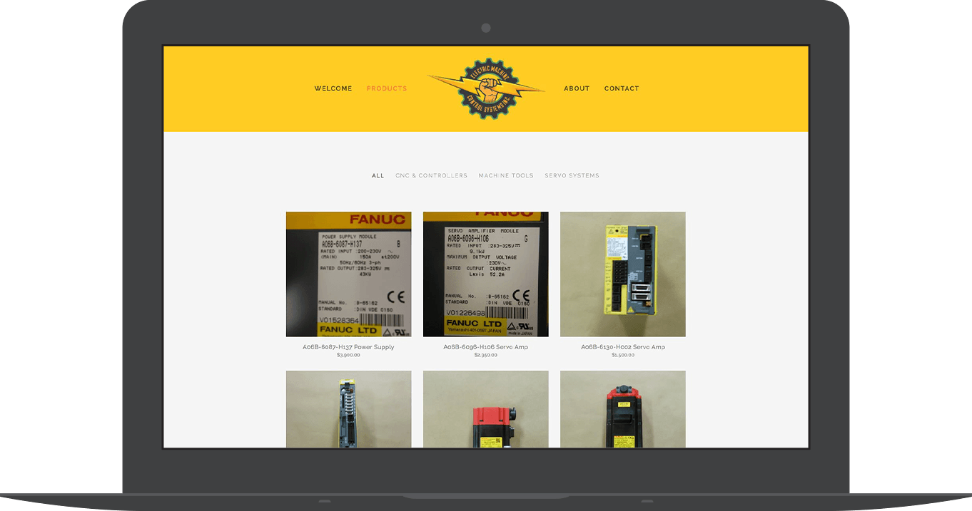 EMCS also required an e-commerce platform to display machines and machine parts they have available for sale.