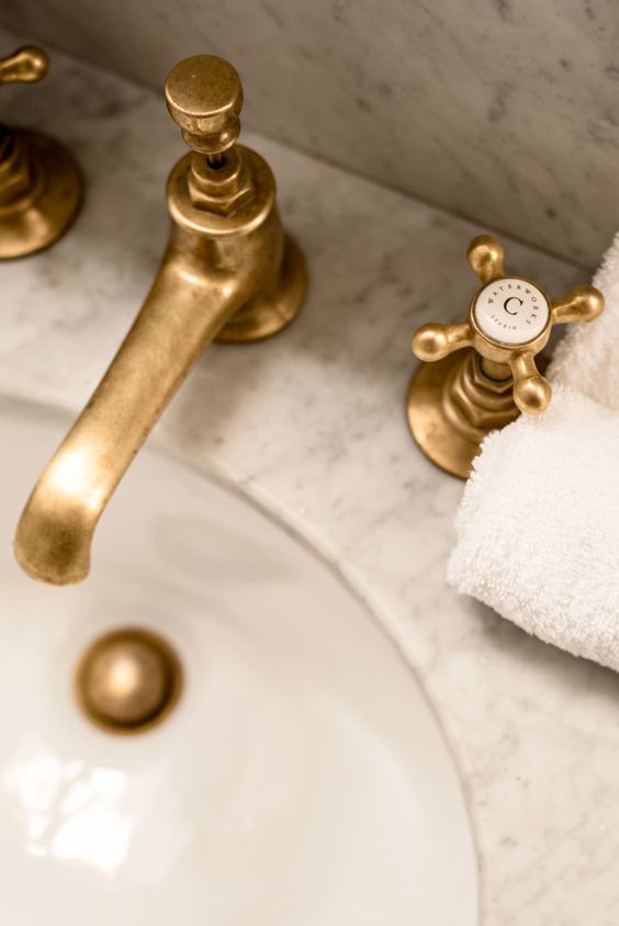Vintage inspired fixtures with antiqued finishes. Credit: WaterWorks