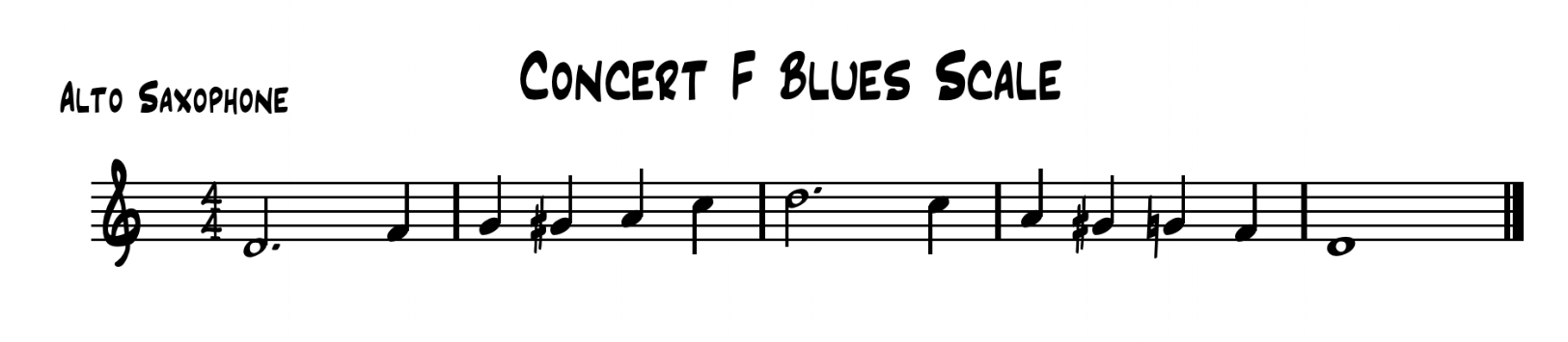 Concert F Blues Scale written for Eb Instruments (e.g. Alto/Baritone Saxophone) Feel free to transpose the scale into the keys you need.