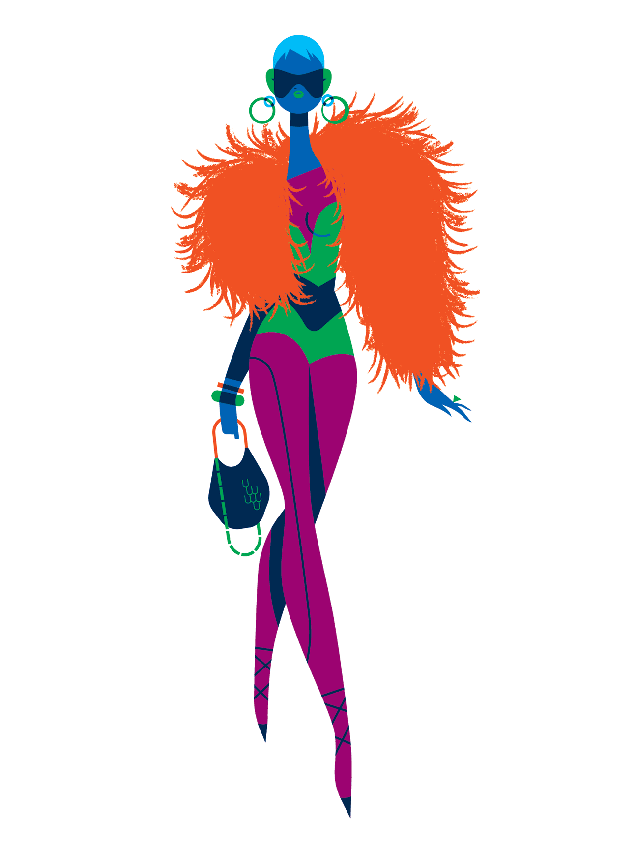 Animated fashion illustration for Wynn Las Vegas luxury retail campaign, designed for large-scale environmental and digital display.