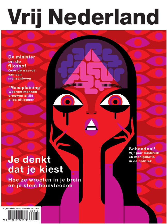 Cover of Vrij Nederland, "Microtargeting."