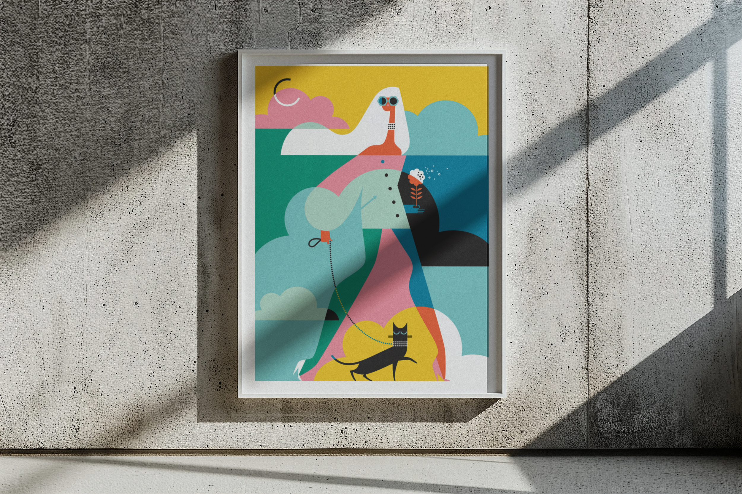 Catwalker Color Edition art print styled in modern interior