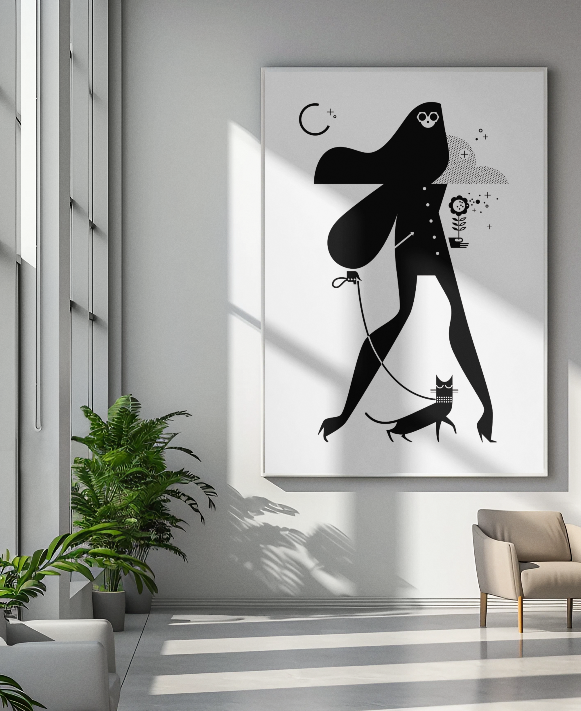 Black and white Catwalker Hotel Edition art print by Kirsten Ulve