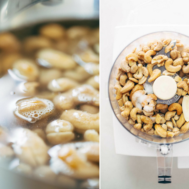 Soak cashews in water for 2 hours and add to blender with other ingredients Image credits : Pinchofyum.com