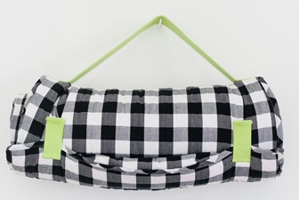 Little Bean Nap Mat in Blk + Wht Check with Lime Strap, $150-.png