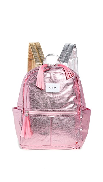 State Bags Kane Kids Mini Backpack in Metallic Silver