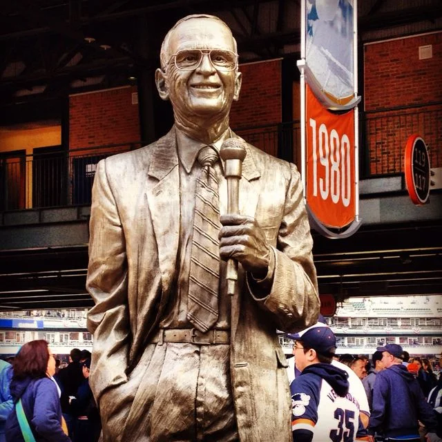 Ernie Harwell Statue at Comerica Park, in Detroit