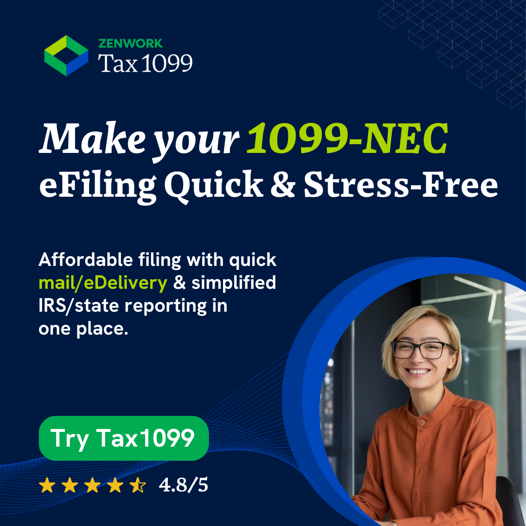 Tax1099 Award Winning eFiling Platform
Cut compliance time & cost by 75%
File all Fed & State forms in a Single Platform

Trusted by 1 Million+ Businesses