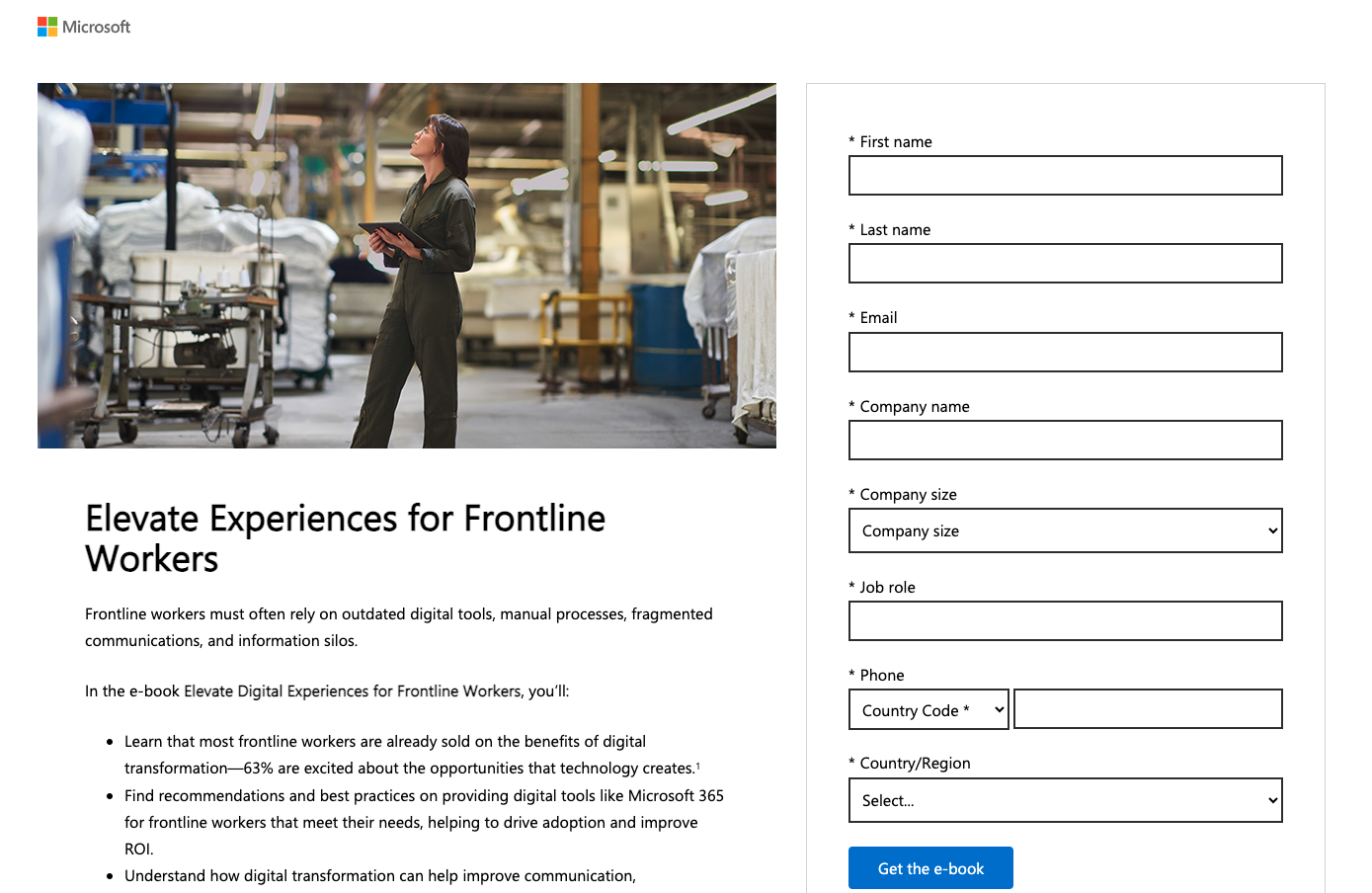 Landing page - Frontline workers