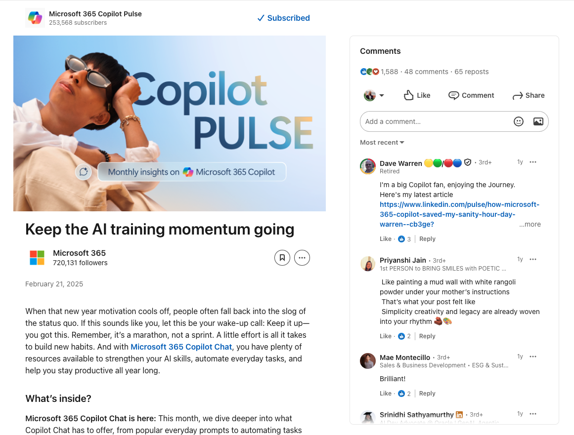 Copilot Pulse LinkedIn newsletter