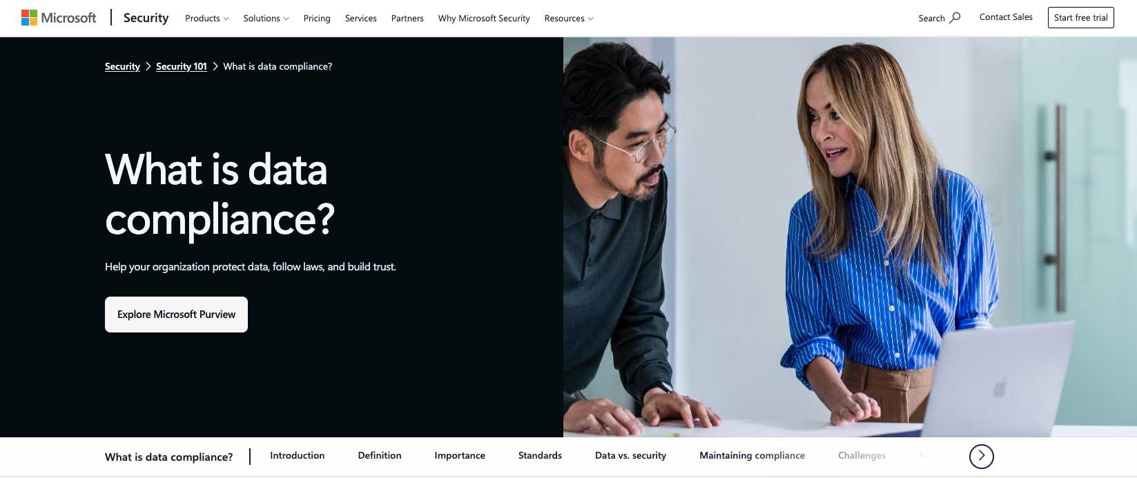 Microsoft data compliance article
