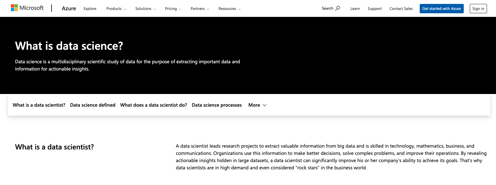 Azure data science article