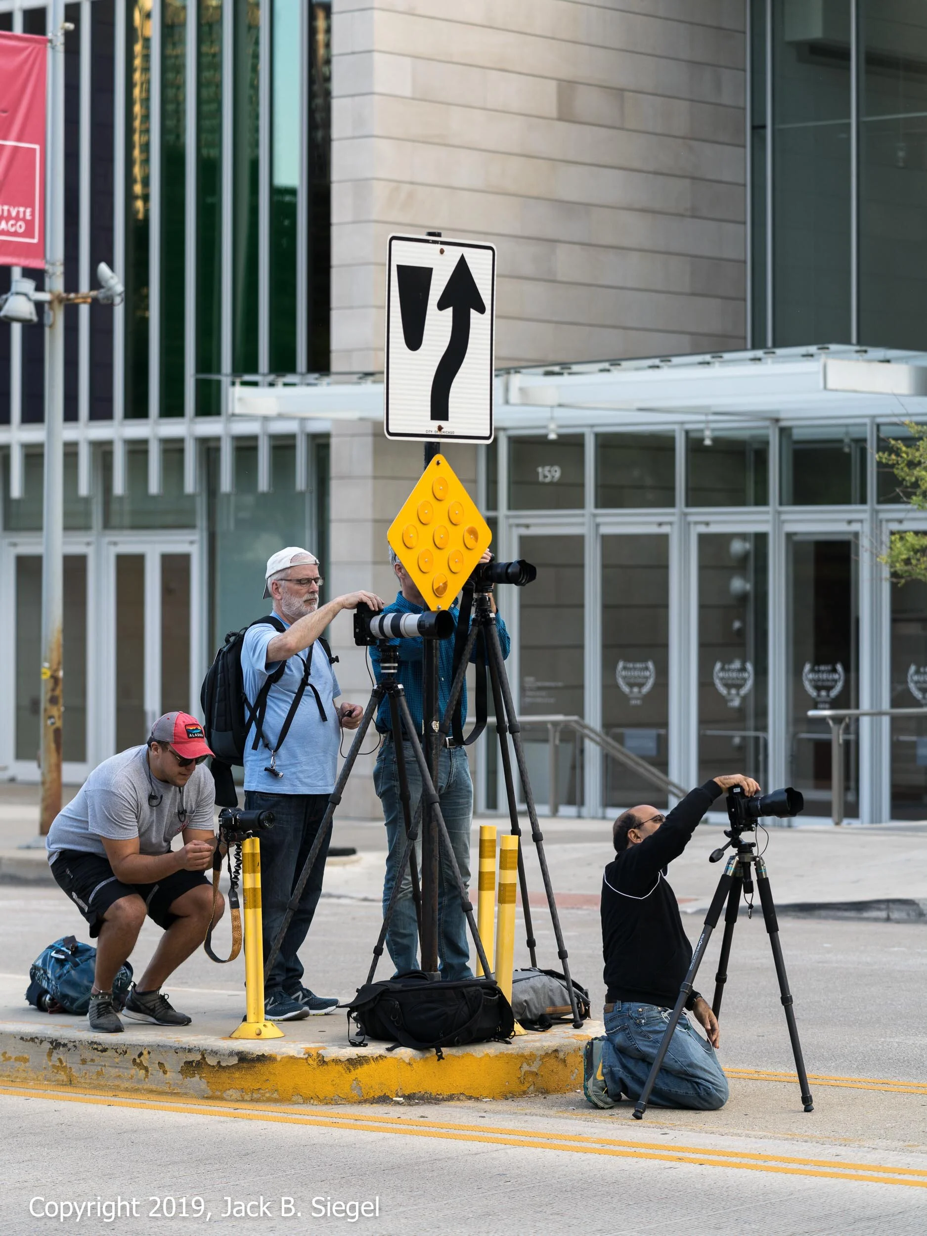 Photographers Await the Autumnal Equinox on the Median Strip North of the Art Insitute