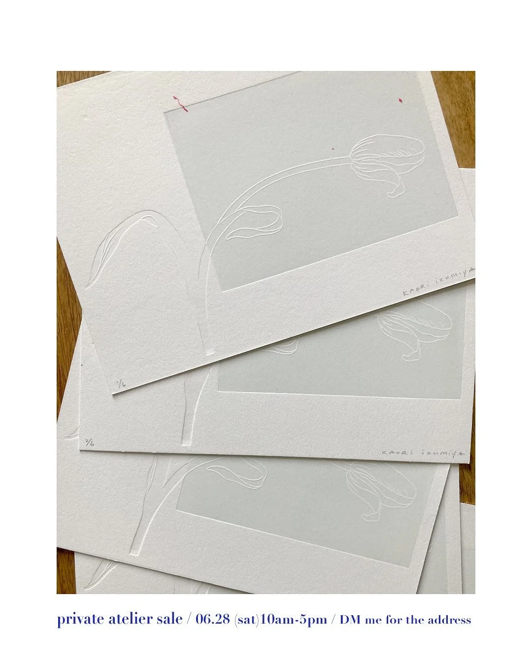 Minimal linocut ✨only 6 editions. 
Each one is unique with hand-drawn red details!
I&rsquo;ll be selling them at the private atelier sale with @makikohicher 
🗓️ June 28
🕙 10 AM &ndash; 7 PM
📍DM me or @makikohicher for the address