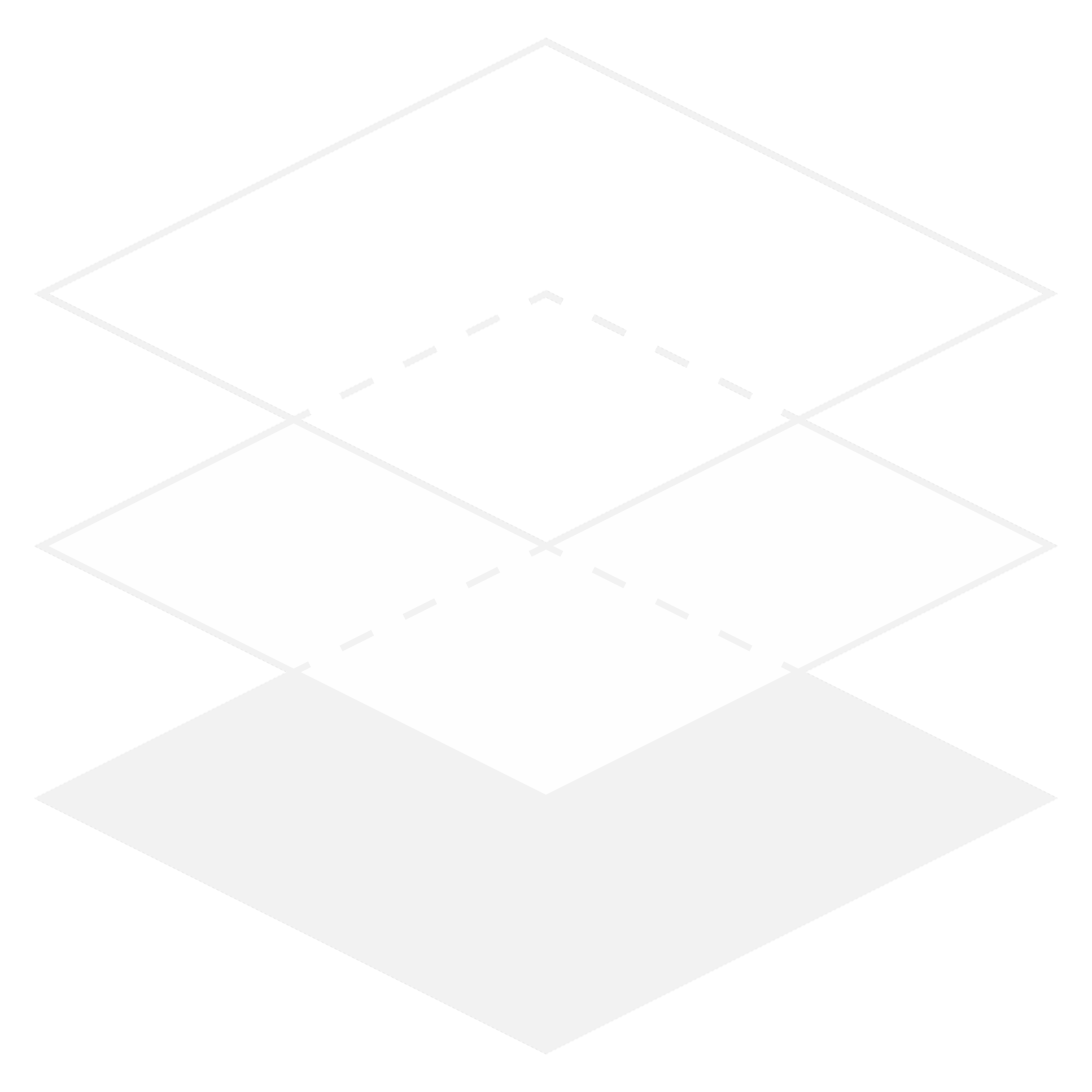 Isometric illustration of a three-layered construction, with a black top layer, a white middle layer, and a white bottom layer, featuring dashed lines and outline shapes.