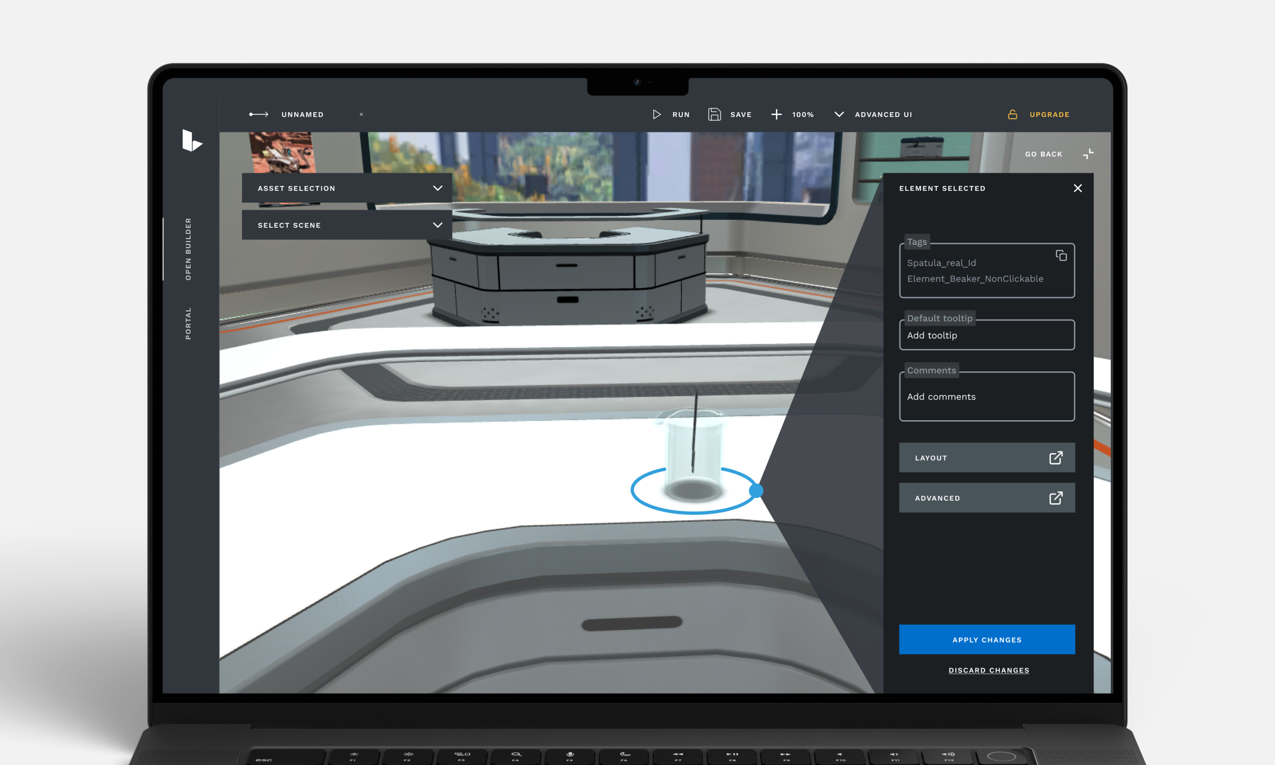 Asset placer, easily showing what element the user is editing