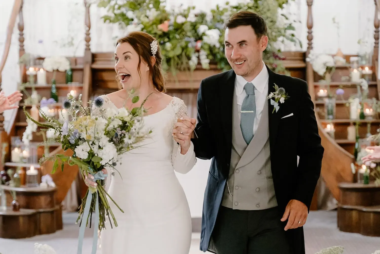 Bride and Groom Walking back down the aisle