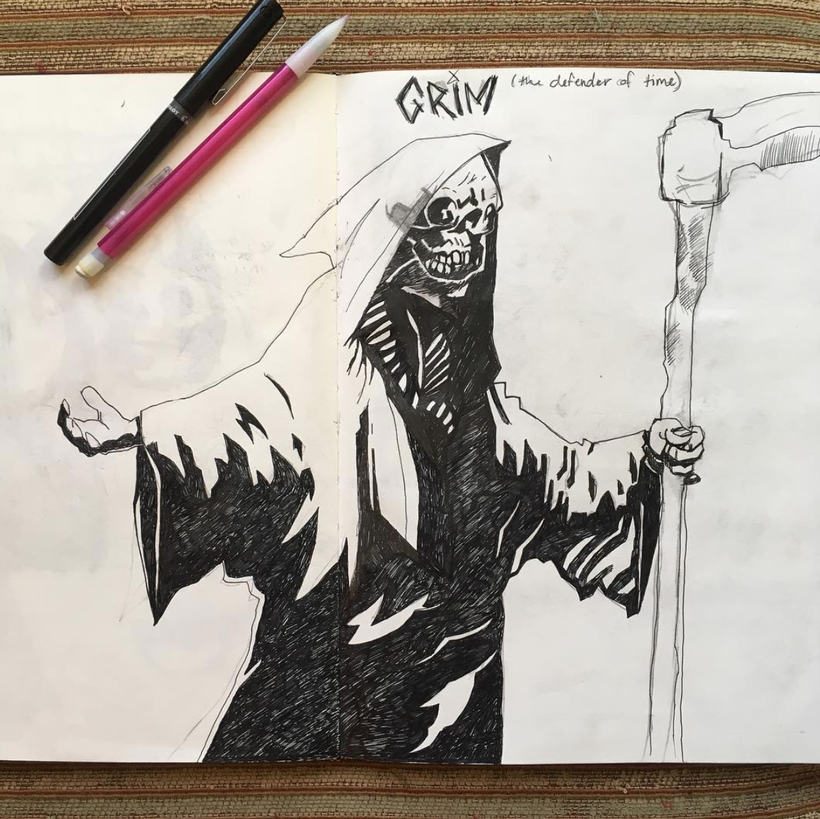 A sketch of a character that was going to be a part of a graphic novel themed after a rapper—project never saw the light of day.