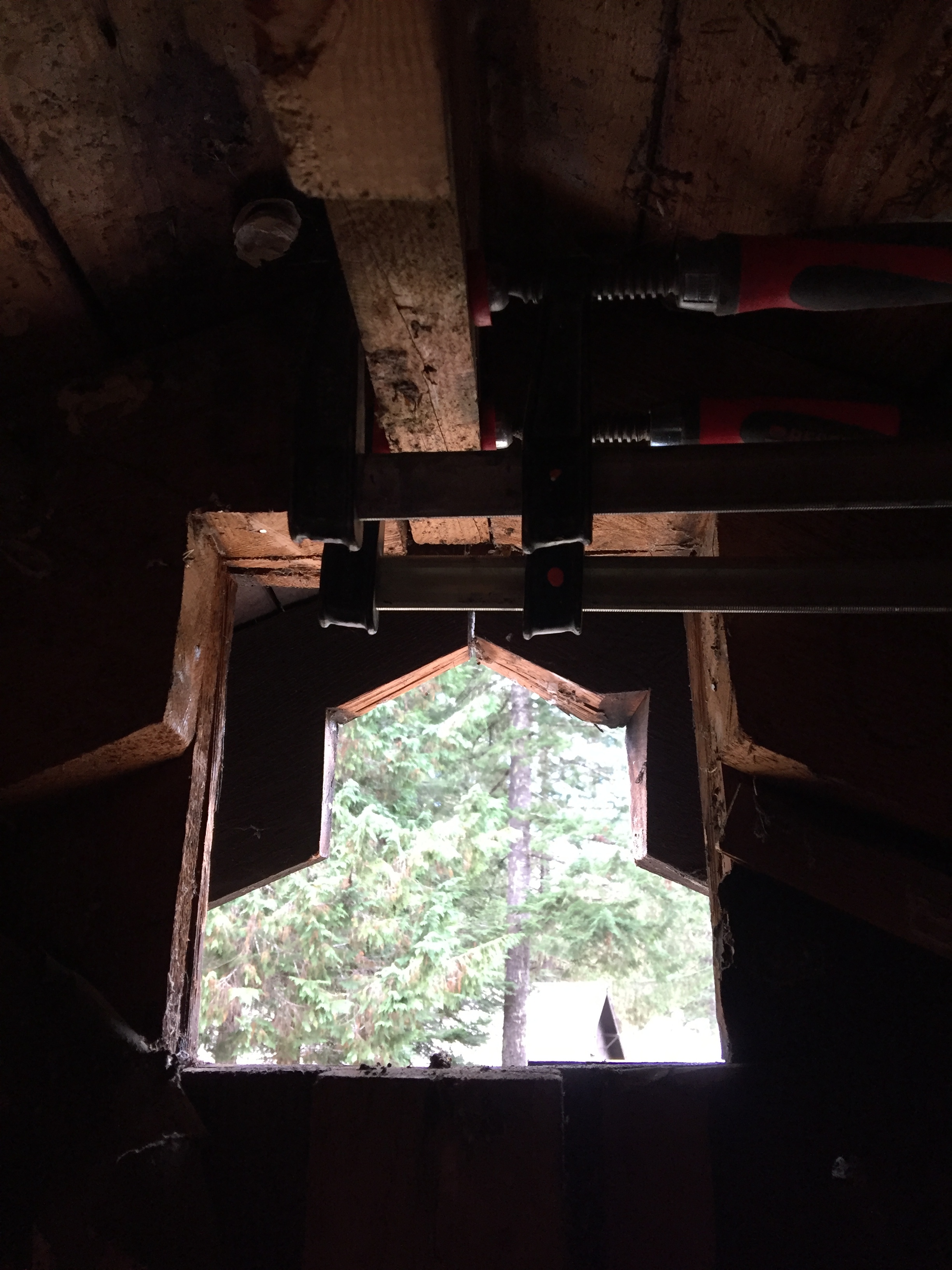 Gluing and clamping a fracture in the ridge beam