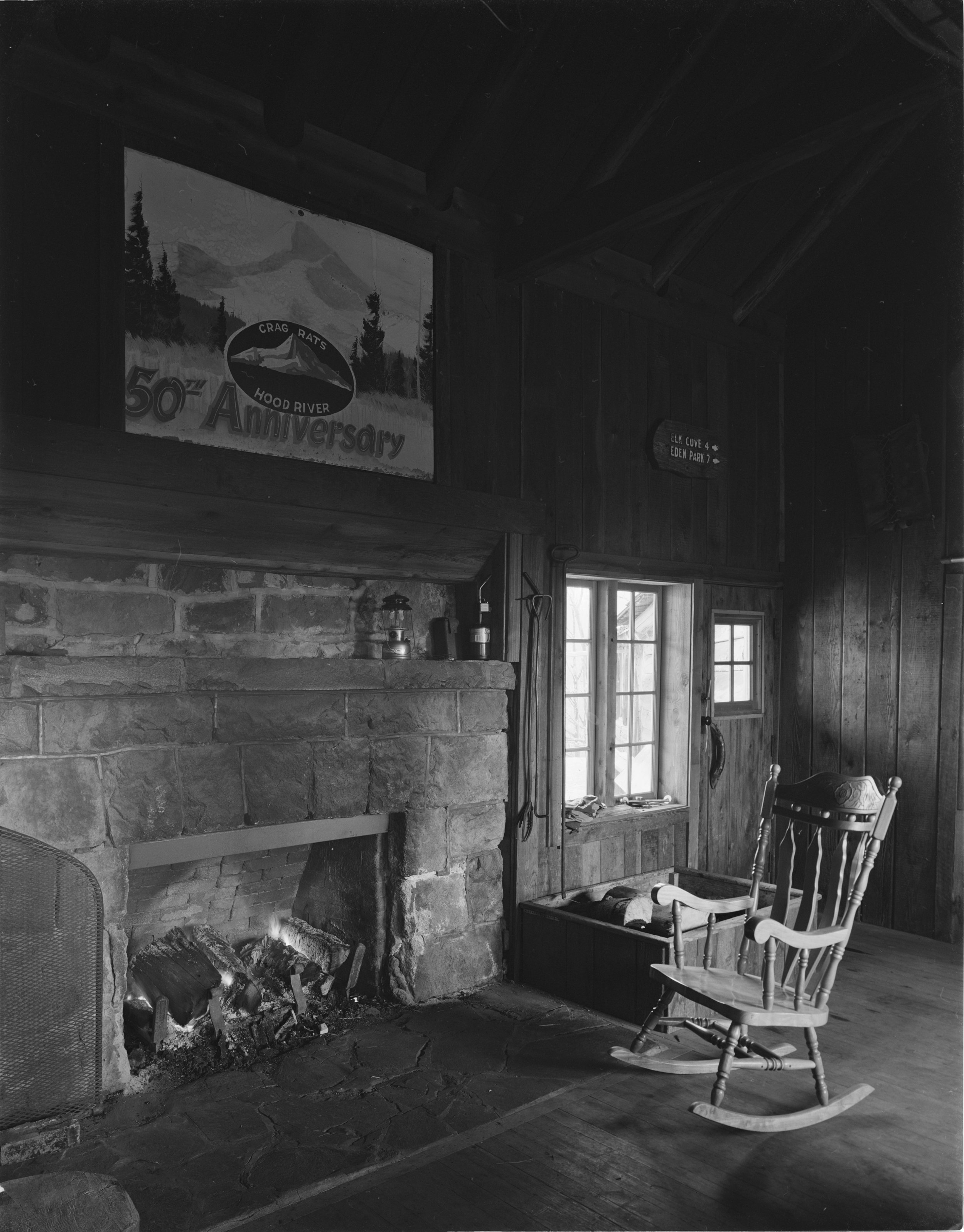 The original fireplace heats the inn with downed deadwood from previous area forest fires.