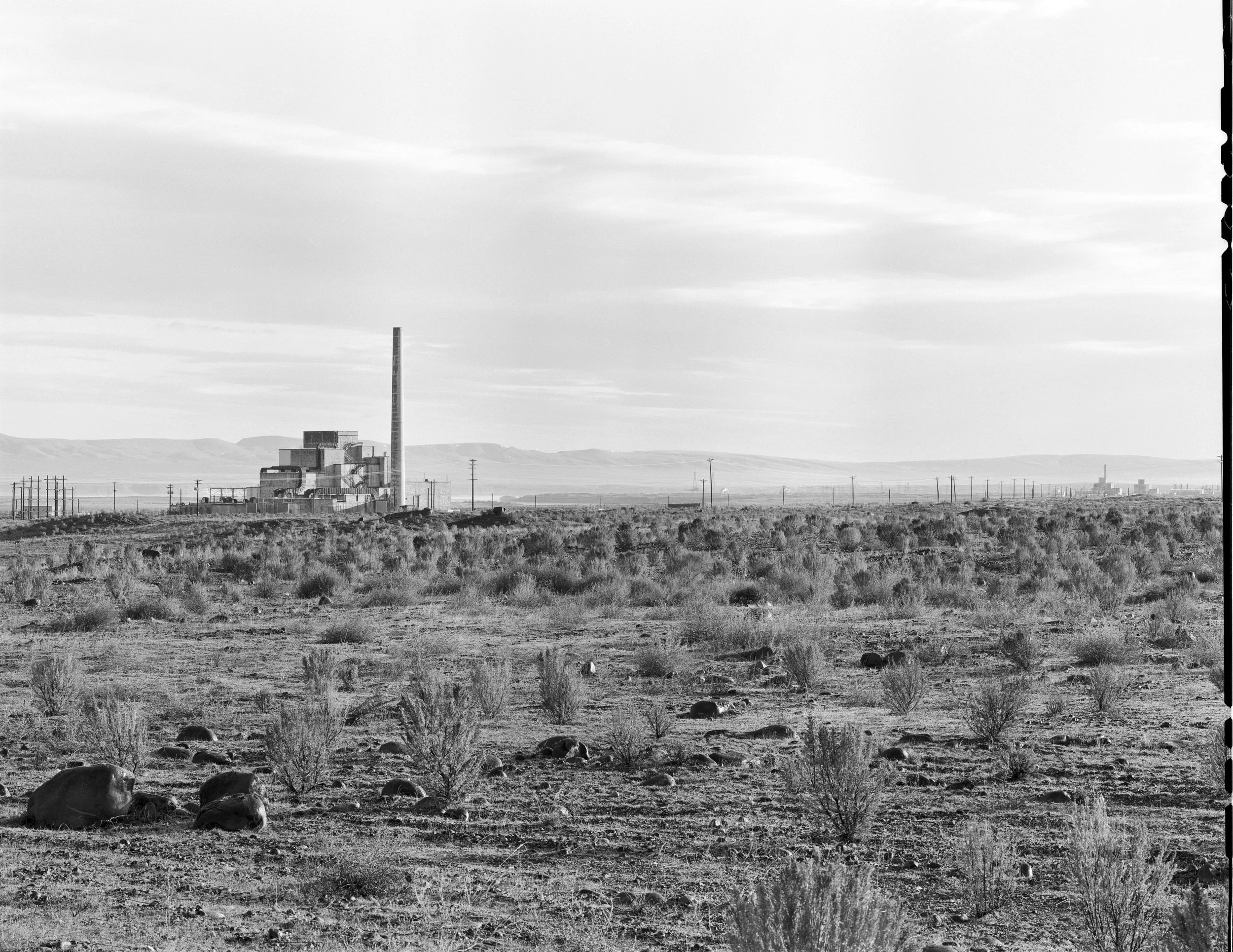 B Reactor with K-East and K-West Reactors in the distance. Since establishing the Hanford Reservation, only about 3-4% of the land has been disturbed by construction.