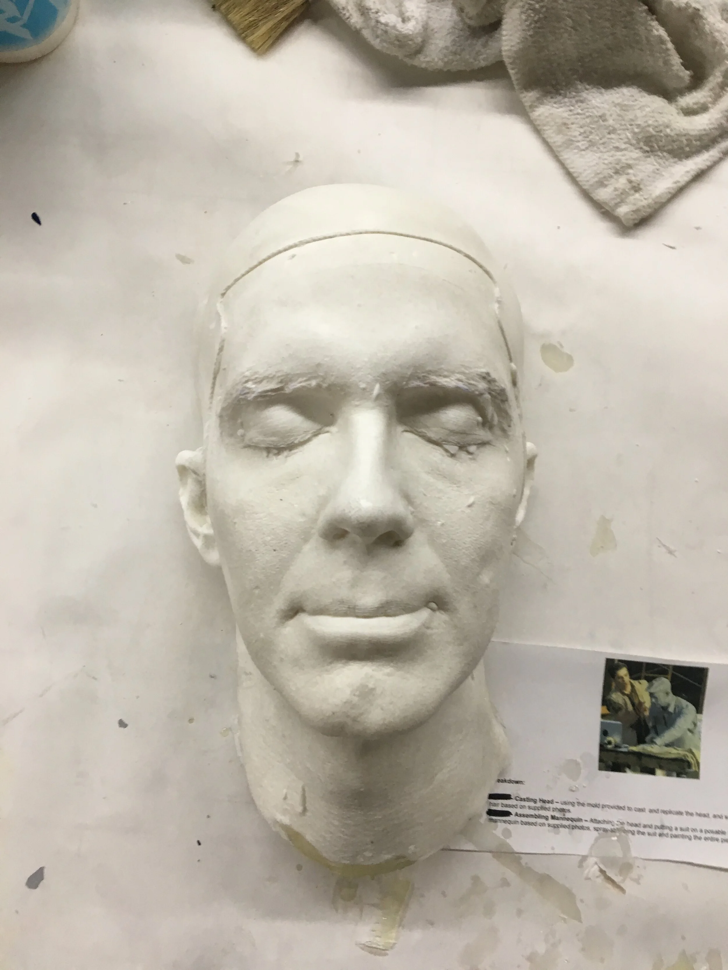 Life casting of actors face, rough casting 