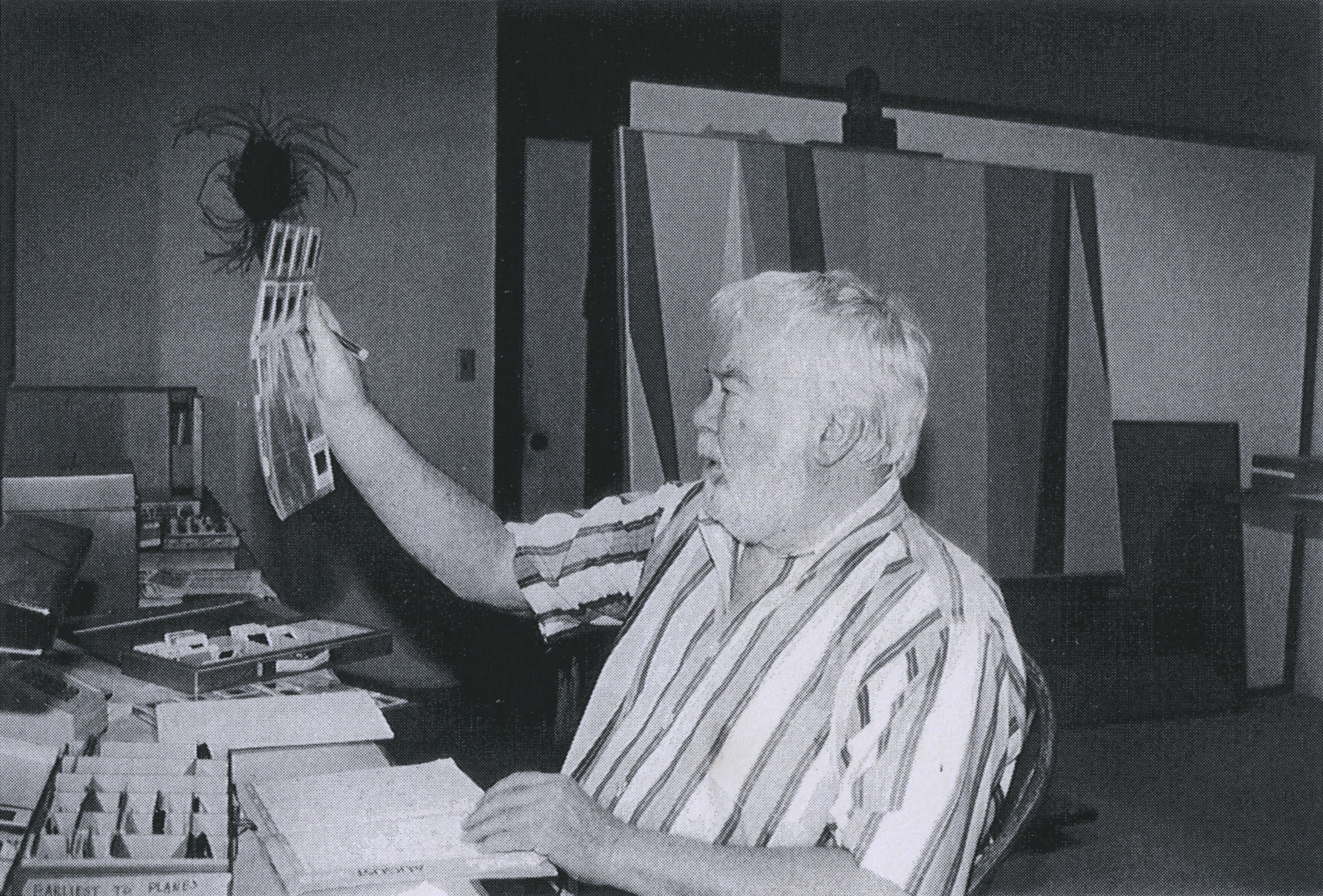 Karl Benjamin in his studio, circa 2005.