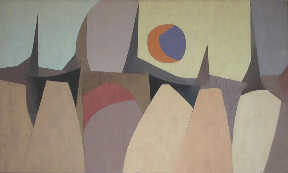 Jagged Landscape with Sun , 1954 oil on canvas 24 x 40 inches; 61 x 101.6 centimeters