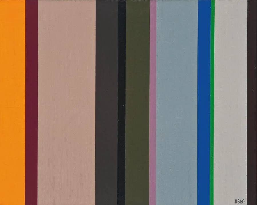 Vertical Stripes , 1960 oil on canvas 16 x 20 inches; 40.6 x 50.8 centimeters