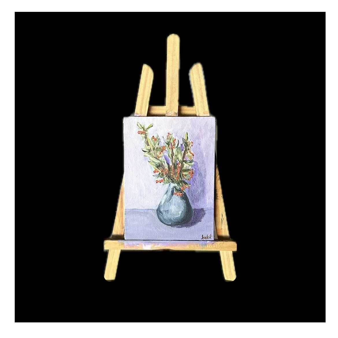 second day of #kgaweekday with @kalie.graves.art 

gray bowl of berries (fruit/gray)
5x7 acrylic on canvas board

#dailyart #acrylicpainting #painting #holidayart #holidays #christmaspaintinf