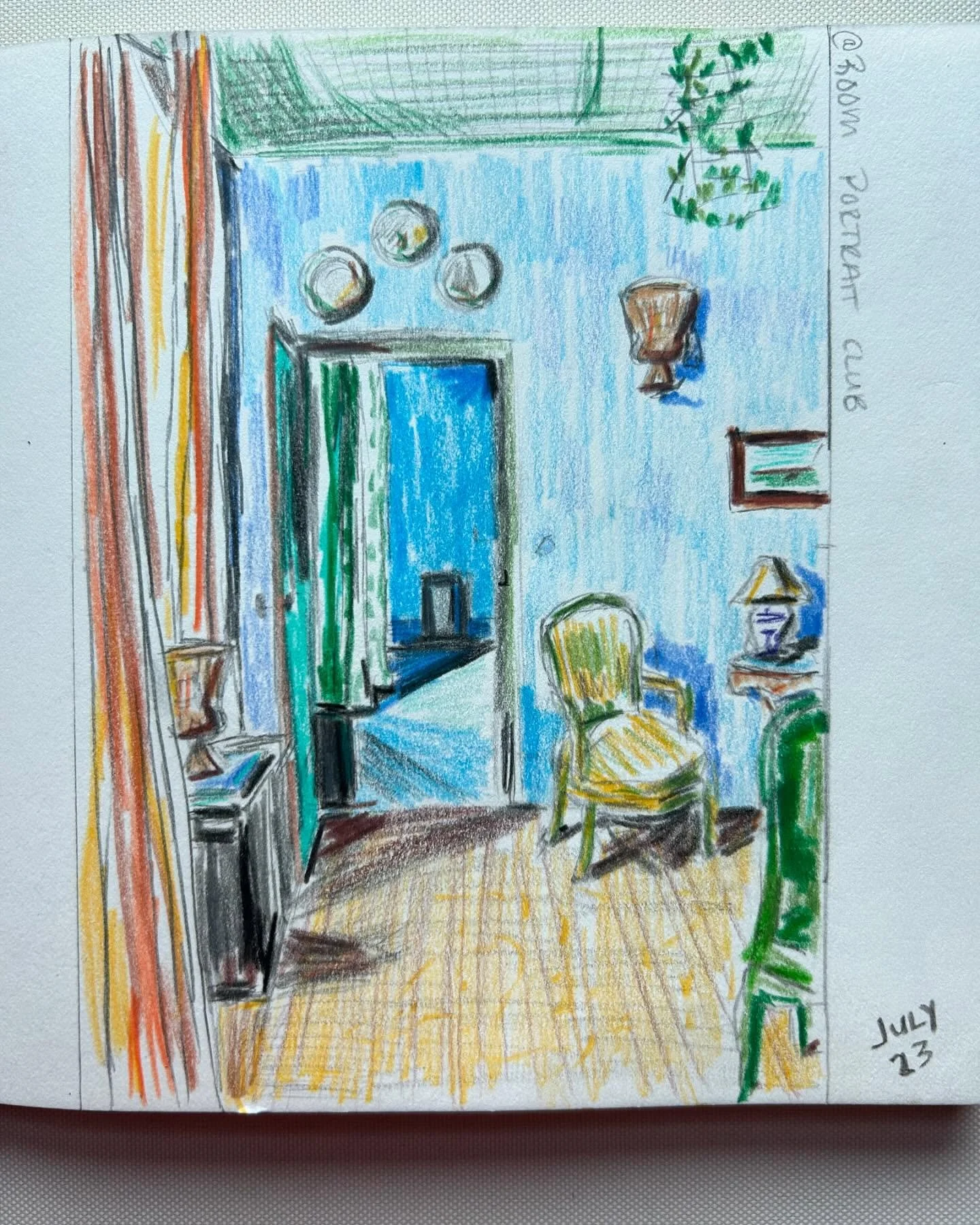second @roomportraitclub, colored pencils 

#instaart #coloredpencils #drawing #sketching #homedecor