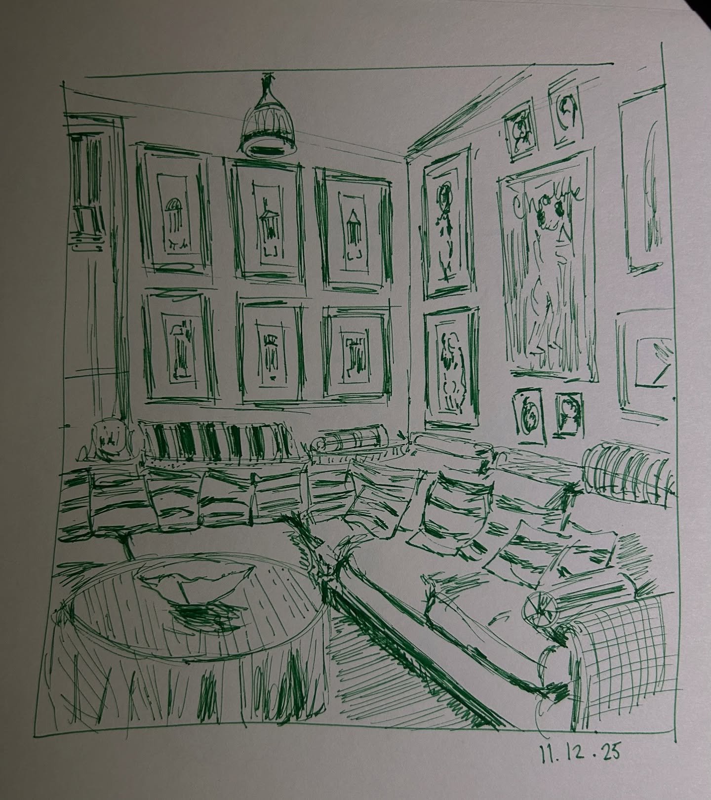 #roomportraitclub @roomportraitclub 

sketching a pink room in green