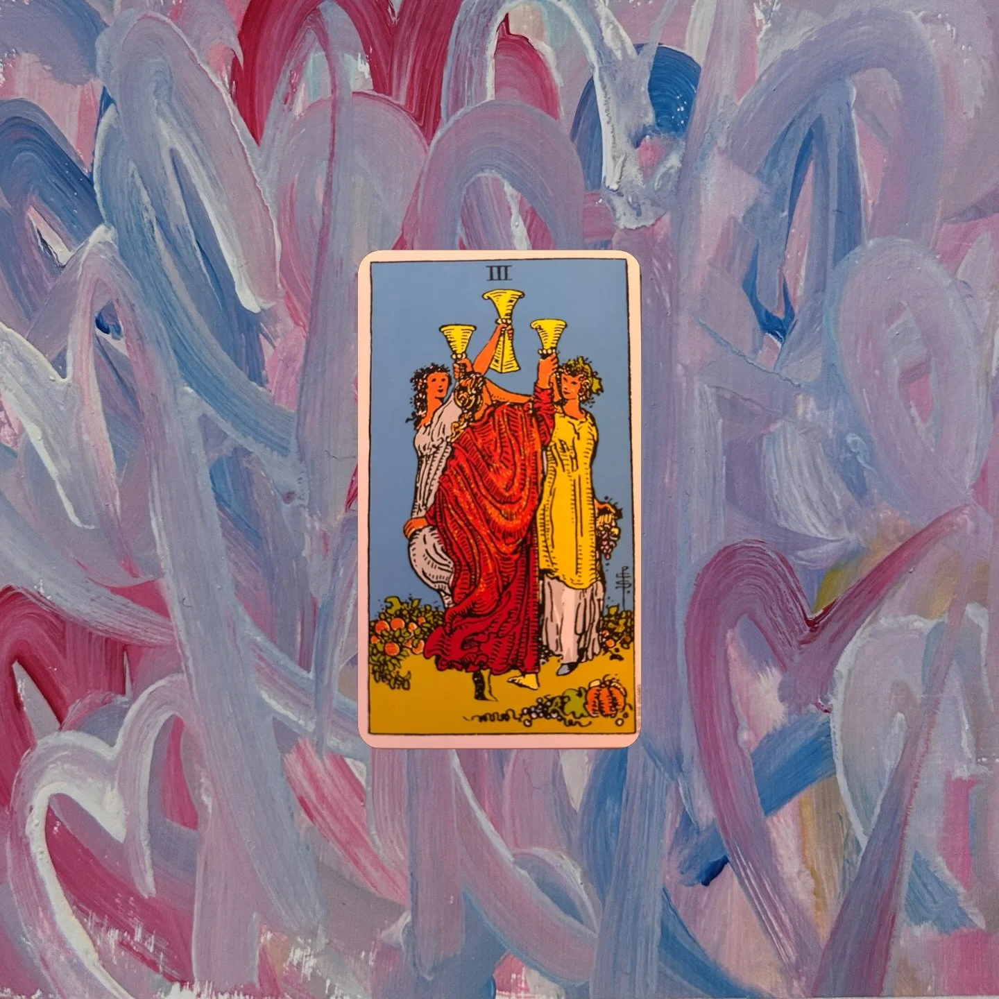 day 52 of #the100dayproject 

Tarot card pulled: III, Three of Cups

My reflection: I love this card; this is my second time getting in a short span. This week, I have more feminine energy in my life - dinners with girlfriends, leaving the kids at ho