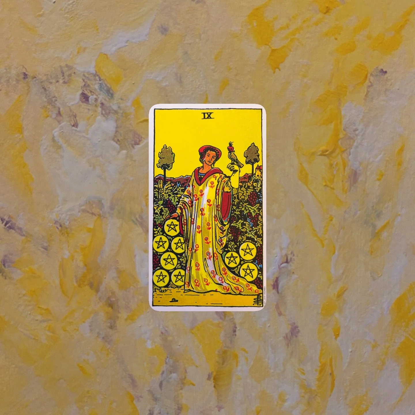 day 56 of #the100dayproject 

Tarot card pulled: IX, Nine of Pentacles

My reflection: Another repeat; its interesting the ones that show up again, because I really haven&rsquo;t yet scratched the surface of the deck. This one, after the difficulty o