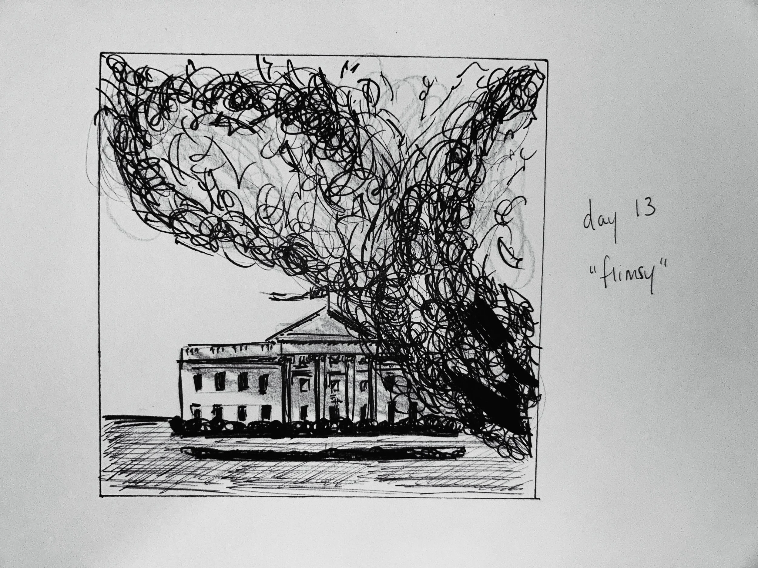 day 13 of #inktober - &ldquo;flimsy&rdquo; 

how i&rsquo;m feeling about democracy these days 😔