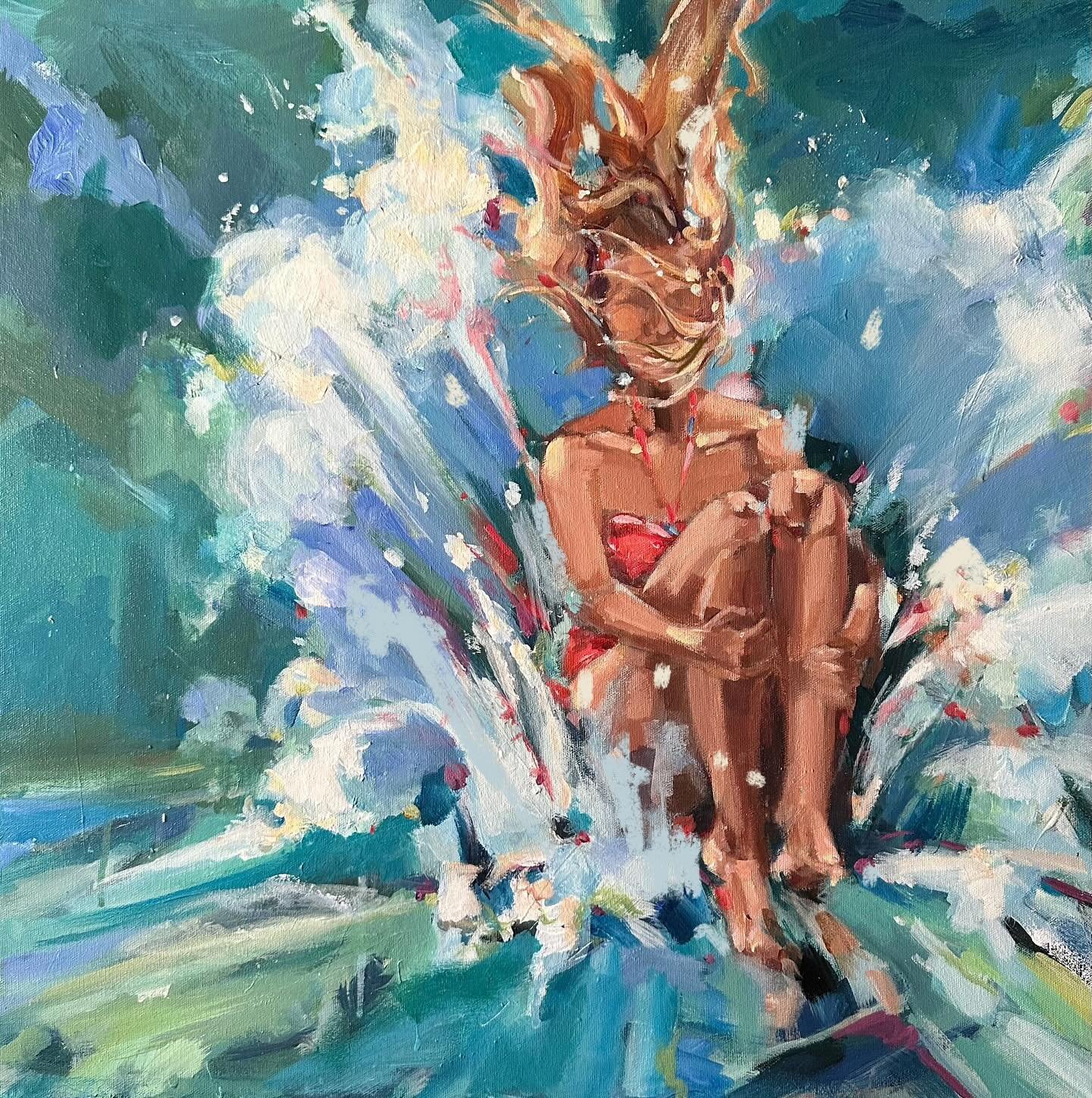 Upset the boundary🤸🏼&zwj;♀️

Here&rsquo;s to the relief of breaking the glassy surface&hellip;getting to the good stuff on the other side of the illusion of smooth perfection✨

20&rdquo;x20&rdquo;

On the website today!

#wildandfree #cannonball #h