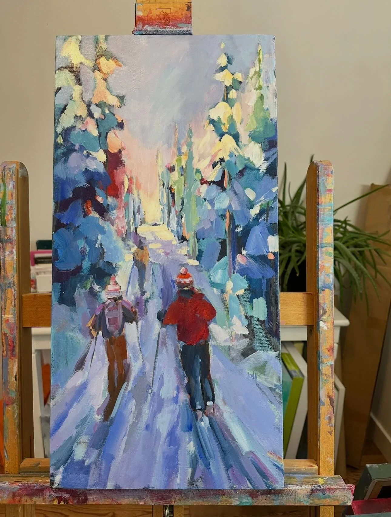 Day 11 #30daysofcreating
Prompt: create a sense of distance through value changes, color temperature and overlap 

Reworked this one today&hellip;a little warm light goes a long way in all that cold 💙

#crosscountryskiing #canadianwinter