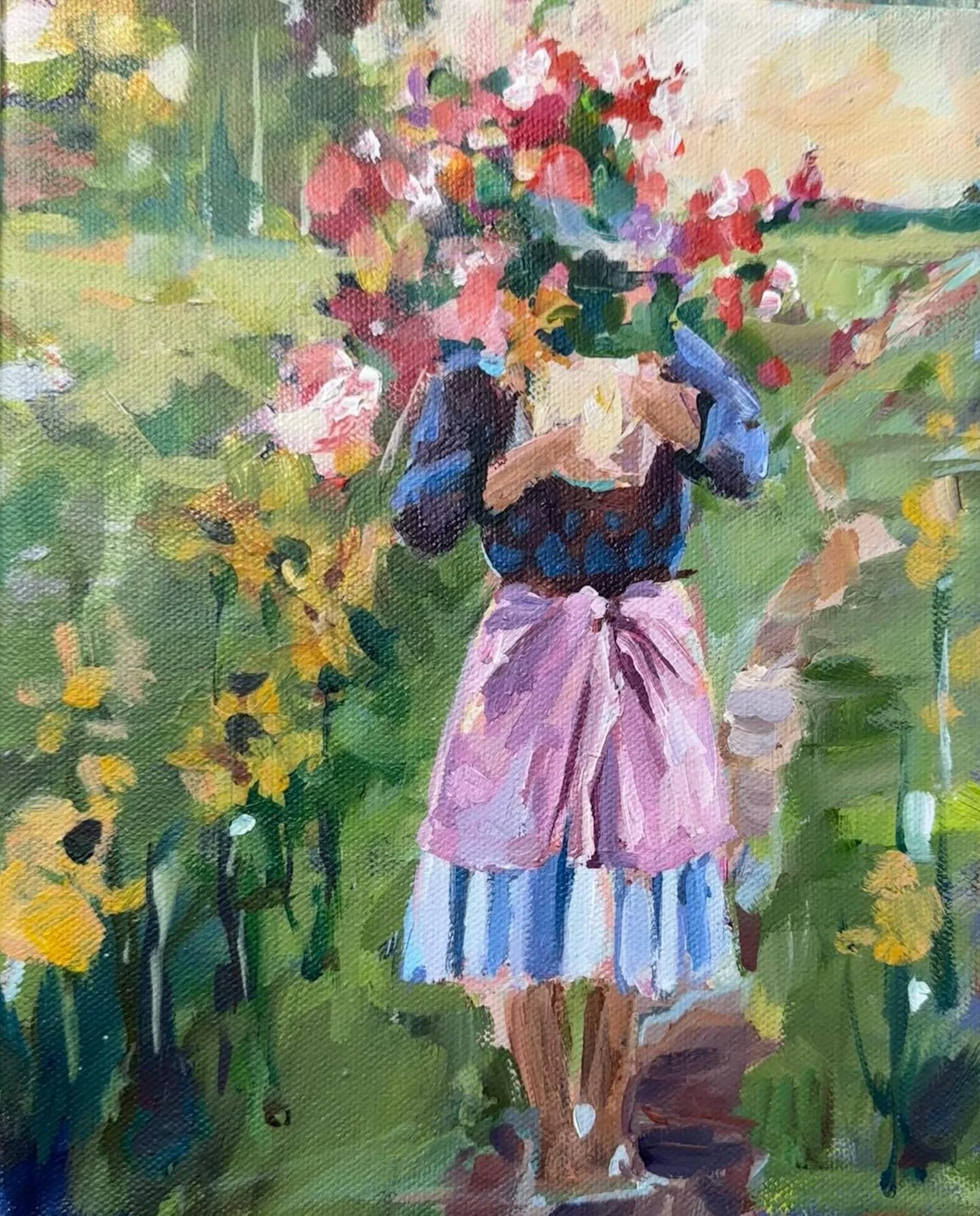 Seeing Pink 🌸

Evidently I&rsquo;m on the summer track now&hellip;.may it come to pass (earlier than normal in these parts 🏔️☀️)

Enjoy this beautiful crisp weekend in the meantime! 

8x10
On my website!

#wildflowers #summerharvest #figurativepain